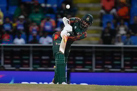 Shakib Al Hasan bats against Australia